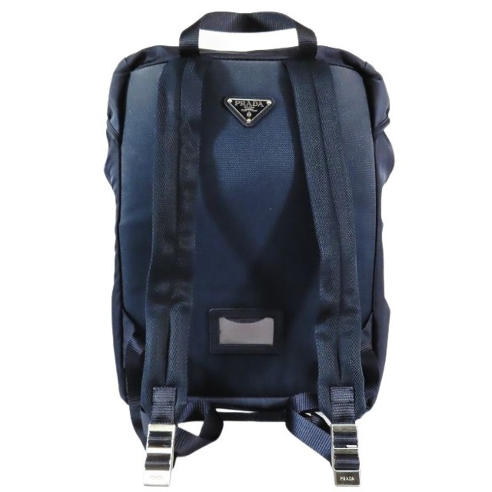 Prada Backpack Daypack Testo Nylon Triangle Plate Navy Blue